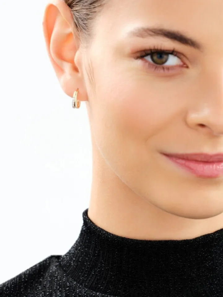 Kolczyki z żółtego złota z brylantami - 0,10 ct - próba 375