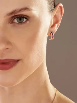 Kolczyki z żółtego złota z brylantami i szafirami kolorowymi - próba 585