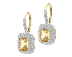 Kolczyki z żółtego złota z brylantami i cytrynami - próba 585