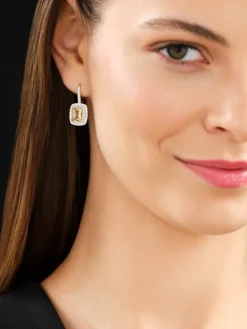 Kolczyki z żółtego złota z brylantami i cytrynami - próba 585