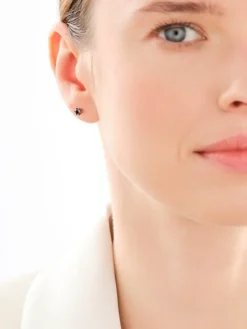 Kolczyki z żółtego złota z czarnymi brylantami - 0,49 ct - próba 585