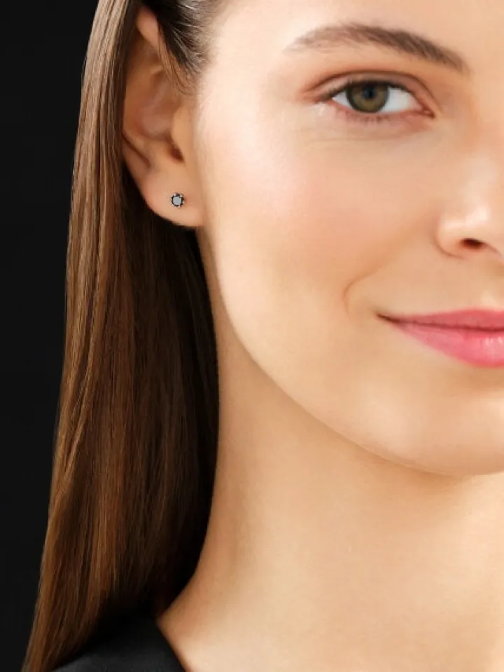 Kolczyki z żółtego złota z czarnymi brylantami - 0,49 ct - próba 585