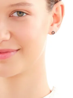 Kolczyki z żółtego złota z czarnymi diamentami - 0,12 ct - próba 375