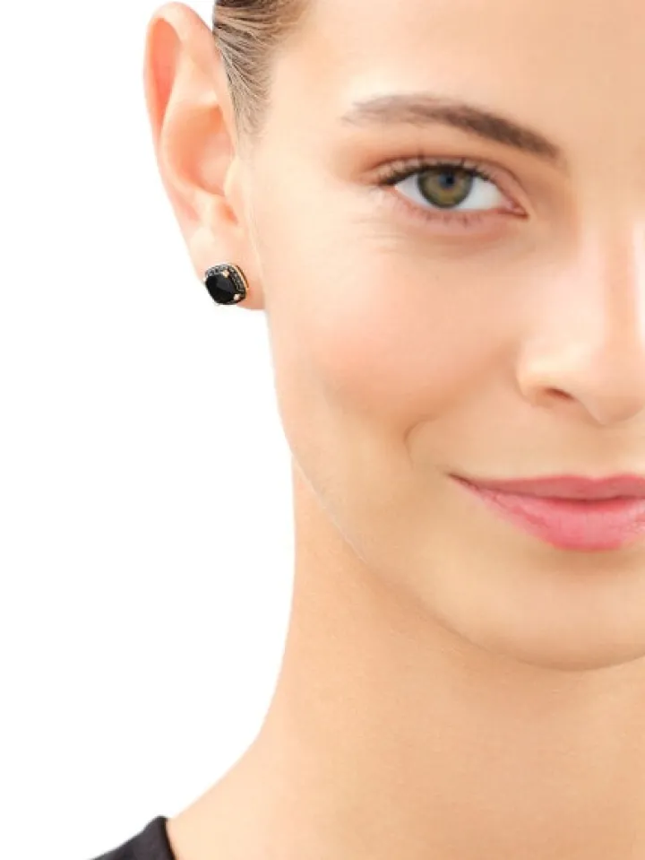 Kolczyki z żółtego złota z czarnymi brylantami i onyksami - próba 585