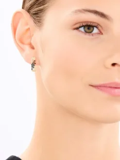 Kolczyki z żółtego złota z czarnymi brylantami - 0,33 ct - próba 585