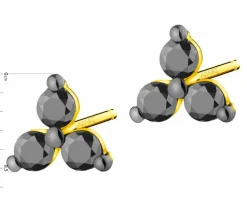 Kolczyki z żółtego złota z czarnymi brylantami - 0,18 ct - próba 375