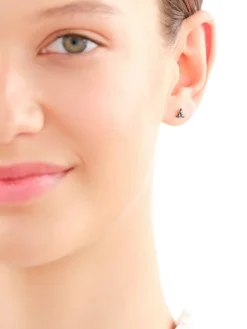 Kolczyki z żółtego złota z czarnymi brylantami - 0,18 ct - próba 375