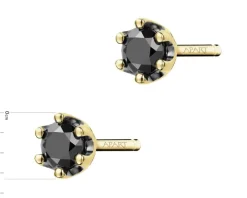 Kolczyki z żółtego złota z czarnymi brylantami - 0,16 ct - próba 375