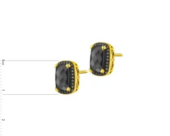 Kolczyki z żółtego złota z czarnymi brylantami i onyksami - próba 585