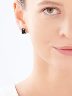 Kolczyki z żółtego złota z czarnymi brylantami i onyksami - próba 585