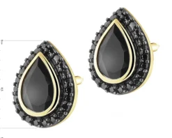 Kolczyki z żółtego złota z czarnymi brylantami i onyksami - próba 585