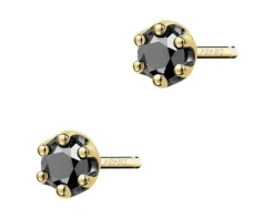 Kolczyki z żółtego złota z czarnymi brylantami - 0,22 ct - próba 585