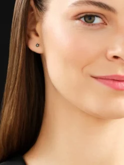 Kolczyki z żółtego złota z czarnymi brylantami - 0,22 ct - próba 585