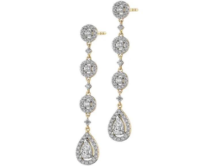 Kolczyki z żółtego złota z diamentami - 1,30 ct - próba 585