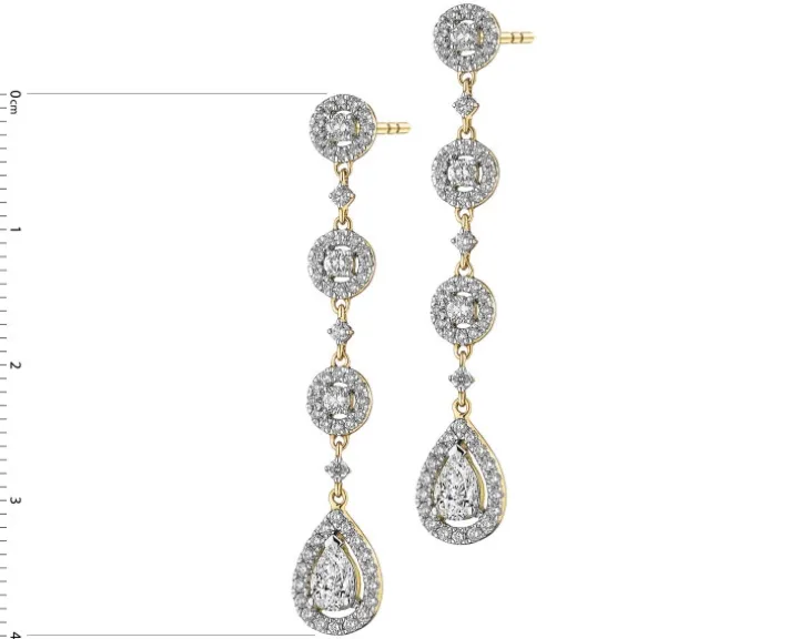 Kolczyki z żółtego złota z diamentami - 1,30 ct - próba 585