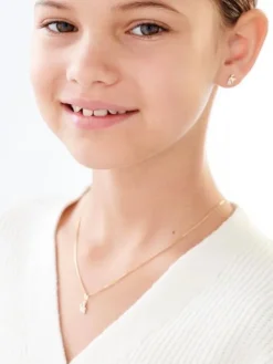 Kolczyki z żółtego złota z diamentami - aniołki - 0,005 ct - próba 585