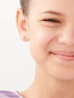 Kolczyki z żółtego złota z diamentami - koty - 0,008 ct - próba 375