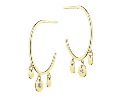 Kolczyki z żółtego złota z diamentami - koła - 0,01 ct - próba 375