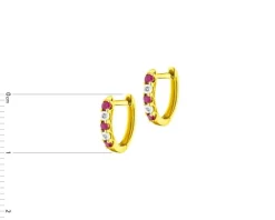 Kolczyki z żółtego złota z diamentami i rubinami - próba 585