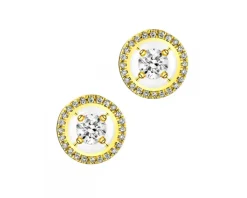 Kolczyki z żółtego złota z diamentami - koła - 0,33 ct - próba 750