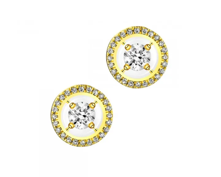 Kolczyki z żółtego złota z diamentami - koła - 0,33 ct - próba 750