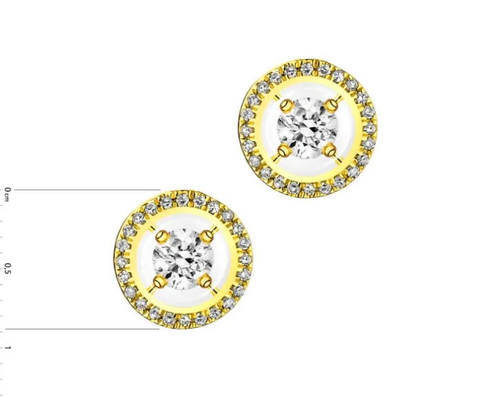 Kolczyki z żółtego złota z diamentami - koła - 0,33 ct - próba 750