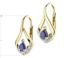 Kolczyki z żółtego złota z diamentami i szafirami - próba 375