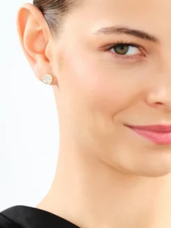 Kolczyki z żółtego złota z diamentami i masą perłową - koła - próba 585