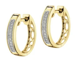 Kolczyki z żółtego złota z diamentami - koła - 0,06 ct - próba 375