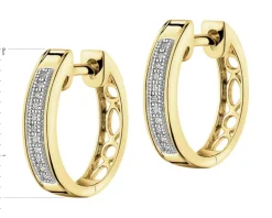 Kolczyki z żółtego złota z diamentami - koła - 0,06 ct - próba 375