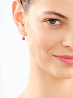 Kolczyki z żółtego złota z diamentami i rubinami - próba 585