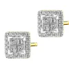 Kolczyki z żółtego złota z diamentami - kwadraty - 0,44 ct - próba 585