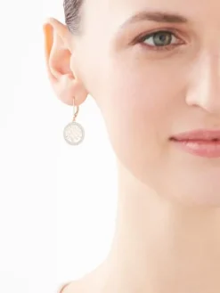 Kolczyki z żółtego złota z diamentami - drzewka - 0,07 ct - próba 585