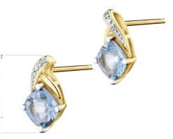Kolczyki z żółtego złota z diamentami i topazami Sky Blue - próba 375