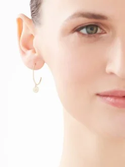 Kolczyki z żółtego złota z diamentami - koła - 0,01 ct - próba 375