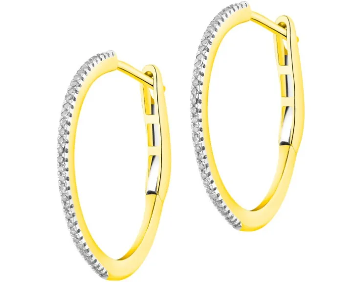 Kolczyki z żółtego złota z diamentami - koła - 0,10 ct - próba 585