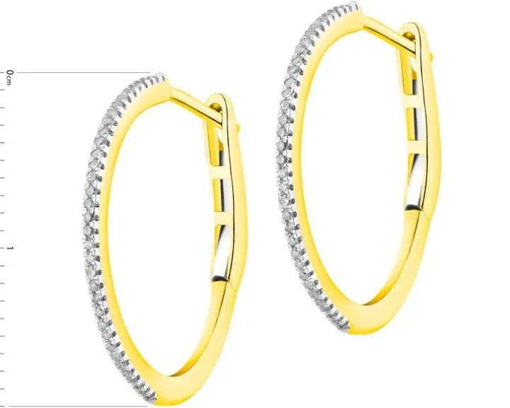 Kolczyki z żółtego złota z diamentami - koła - 0,10 ct - próba 585