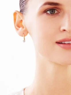 Kolczyki z żółtego złota z diamentami - 0,12 ct - próba 585