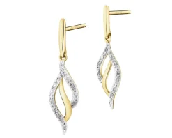 Kolczyki z żółtego złota z diamentami - 0,03 ct - próba 375