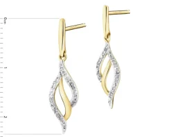 Kolczyki z żółtego złota z diamentami - 0,03 ct - próba 375