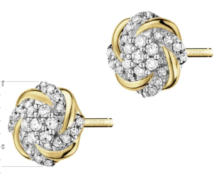 Kolczyki z żółtego złota z diamentami - 0,12 ct - próba 585