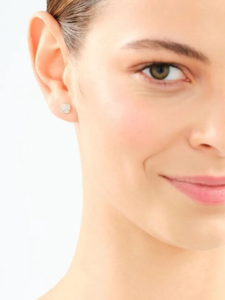 Kolczyki z żółtego złota z diamentami - 0,12 ct - próba 585