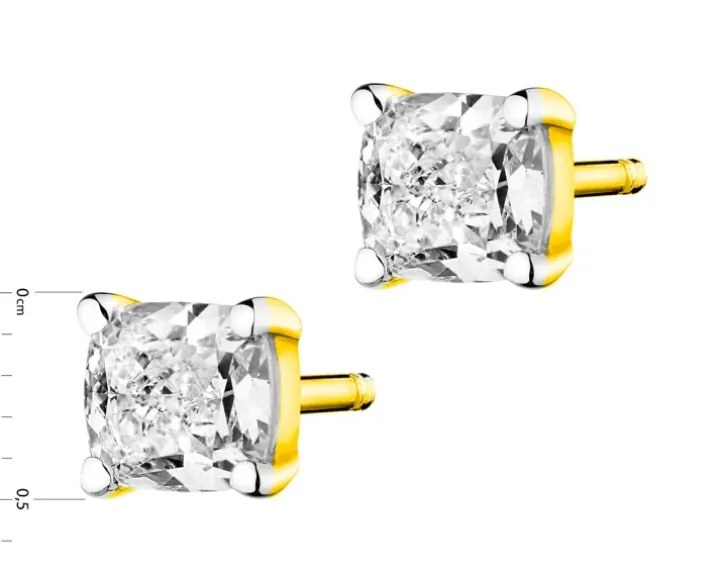 Kolczyki z żółtego złota z diamentami - 1,01 ct - próba 585