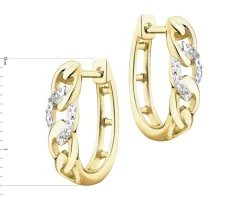 Kolczyki z żółtego złota z diamentami - 0,01 ct - próba 375
