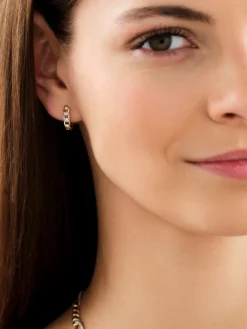 Kolczyki z żółtego złota z diamentami - 0,01 ct - próba 375