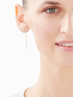 Kolczyki z żółtego złota z diamentami - koniczyny - 0,005 ct - próba 375