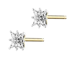 Kolczyki z żółtego złota z diamentami - gwiazdy - 0,006 ct - próba 375