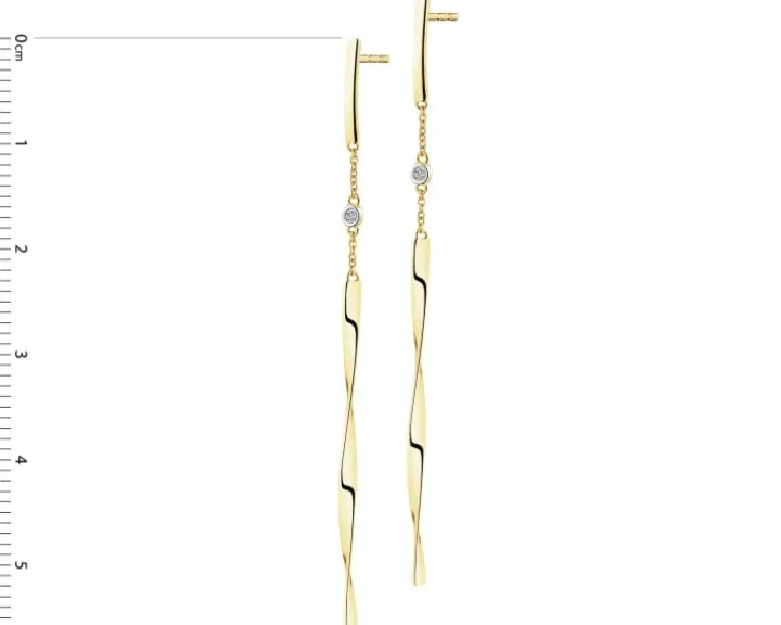 Kolczyki z żółtego złota z diamentami - 0,01 ct - próba 585