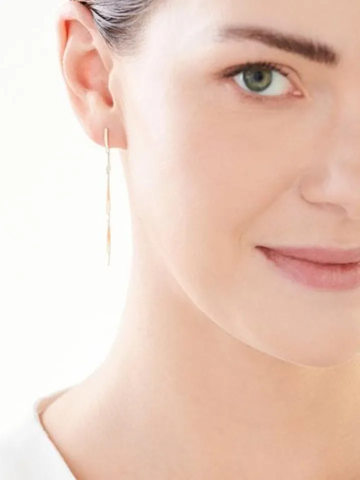 Kolczyki z żółtego złota z diamentami - 0,01 ct - próba 585