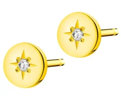 Kolczyki z żółtego złota z diamentami - 0,02 ct - próba 375